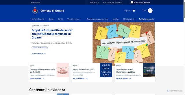 Security scan screenshot of https://www.comune.gruaro.ve.it/