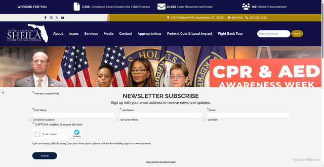 Security scan screenshot of http://cherfilus-mccormick.house.gov/