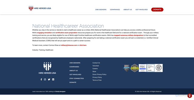 Security scan screenshot of https://www.hireheroesusa.org/industrial-logos/nha/