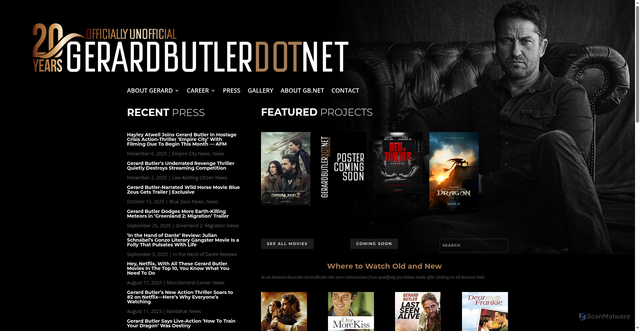 Security scan screenshot of https://gerardbutler.net/