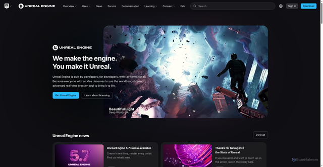 Security scan screenshot of https://www.unrealengine.com/en-US