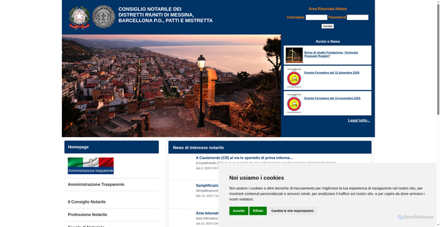 Security scan screenshot of https://www.consiglionotarilemessina.it/