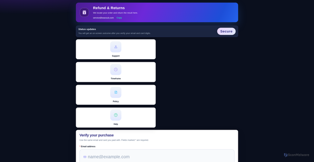 Security scan screenshot of https://waxsub.com/