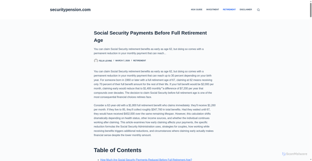 Security scan screenshot of https://securitypension.com/social-security-payments-before-full-retirement-age/