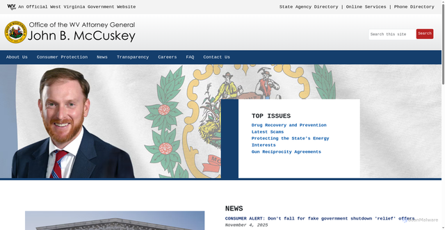 Security scan screenshot of https://ago.wv.gov/