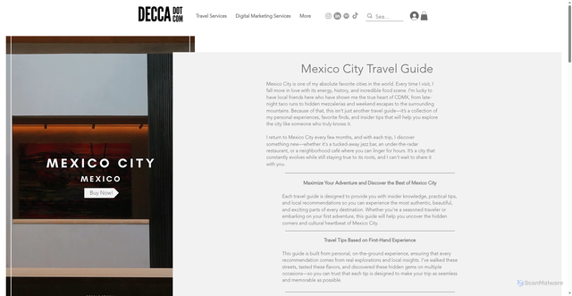 Security scan screenshot of https://www.deccadotcom.com/mexico-city-travel-guide