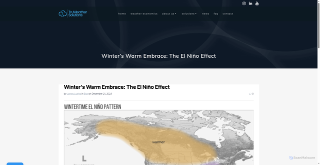 Security scan screenshot of https://truweathersolutions.com/winters-warm-embrace-the-el-nino-effect/