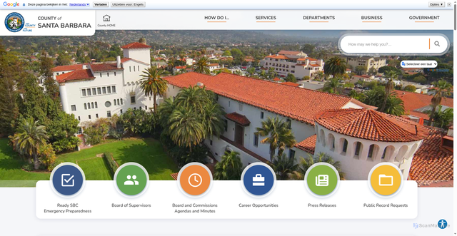 Security scan screenshot of https://www.countyofsb.org/