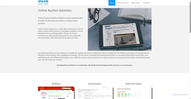 Security scan screenshot of https://onlineauctionsolutions.com