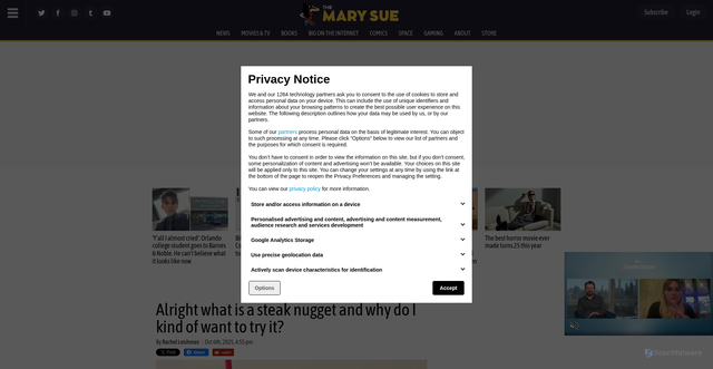 Security scan screenshot of https://www.themarysue.com/arbys-steak-nuggest-explained/