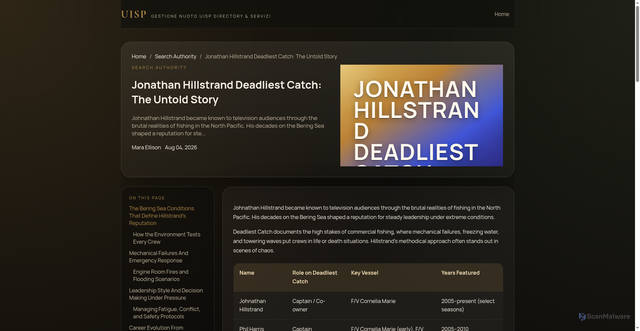 Security scan screenshot of https://gestionalenuoto.uisp.it/article/jonathan-hillstrand-deadliest-catch-the-untold-story