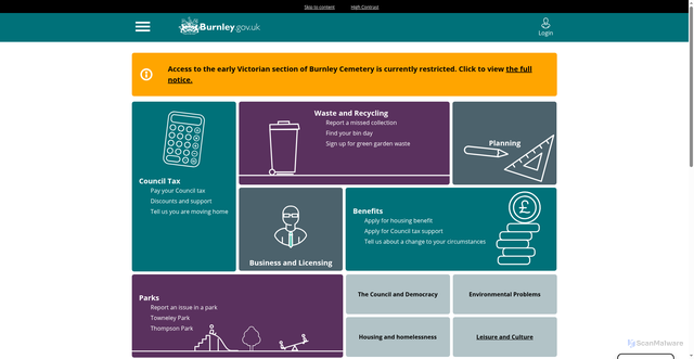 Security scan screenshot of https://burnley.gov.uk/