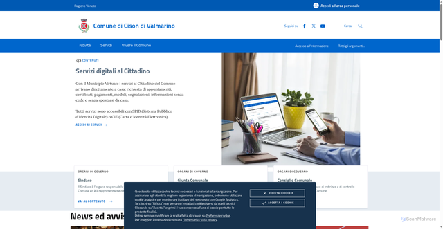 Security scan screenshot of https://www.comune.cisondivalmarino.tv.it/