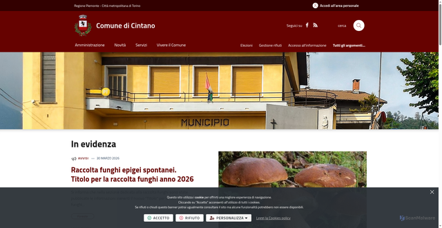 Security scan screenshot of https://www.comune.cintano.to.it