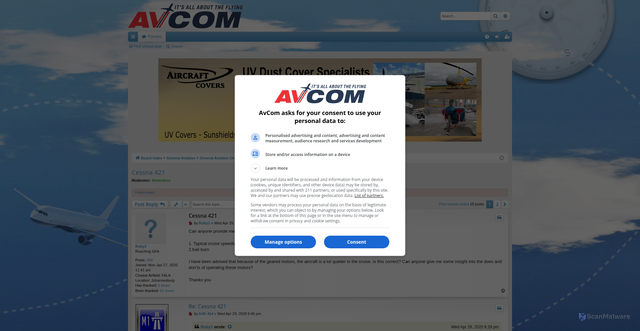 Security scan screenshot of https://www.avcom.co.za/phpBB3/viewtopic.php?t=229470