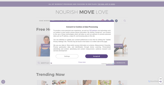 Security scan screenshot of https://www.nourishmovelove.com