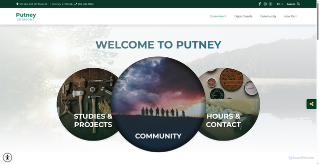 Security scan screenshot of https://putneyvt.gov/