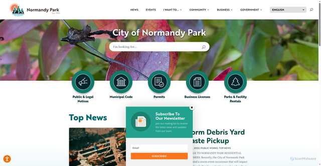 Security scan screenshot of https://normandyparkwa.gov/