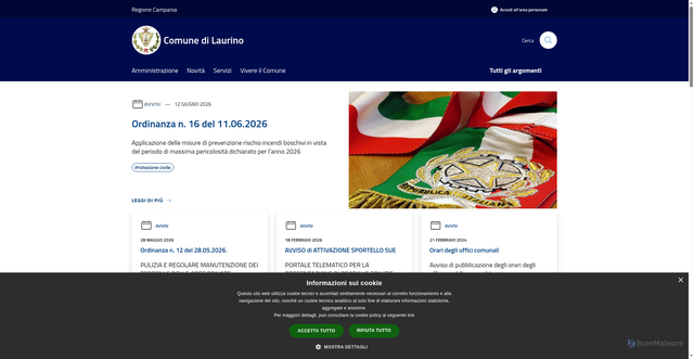 Security scan screenshot of https://comune.laurino.sa.it