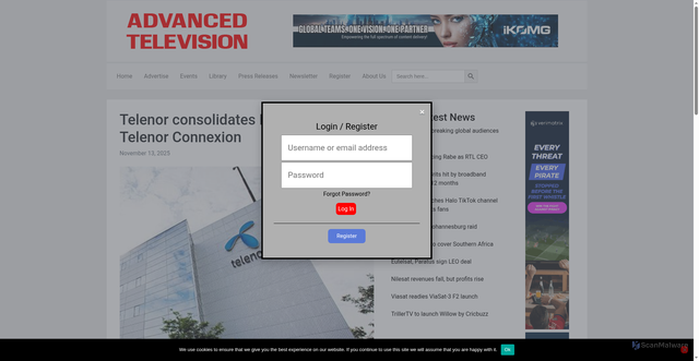 Security scan screenshot of https://www.advanced-television.com/2025/11/13/telenor-consolidates-iot-ops-under-telenor-connexion/