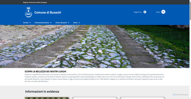Security scan screenshot of https://www.comune.busachi.or.it/index.php