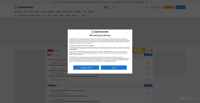 Security scan screenshot of https://newsnow.com