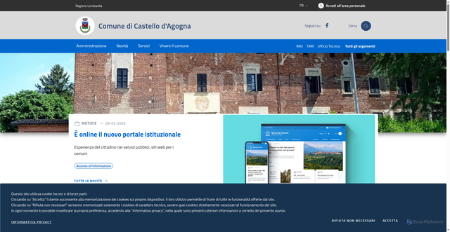 Security scan screenshot of https://www.comune.castellodagogna.pv.it/