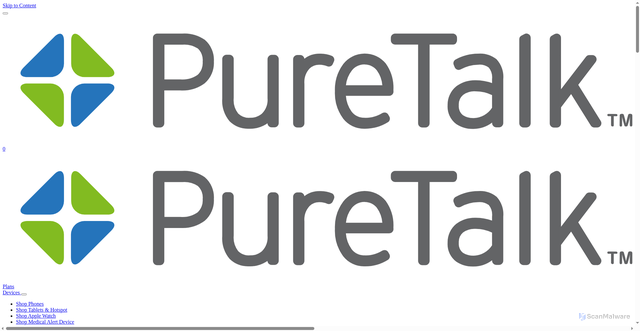 Security scan screenshot of https://www.puretalk.com