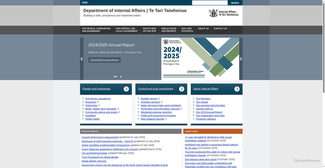 Security scan screenshot of https://www.dia.govt.nz/