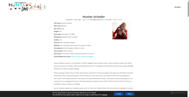 Security scan screenshot of https://hunter-schafer.com/hunter/