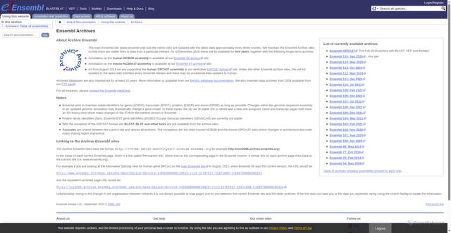 Security scan screenshot of https://archive.ensembl.org