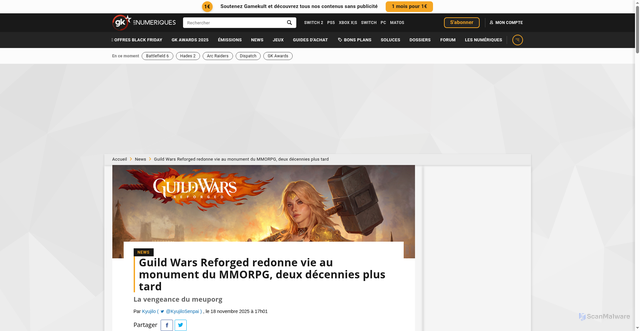 Security scan screenshot of https://www.gamekult.com/actualite/guild-wars-reforged-redonne-vie-au-monument-du-mmorpg-deux-decennies-plus-tard-3050866849.html