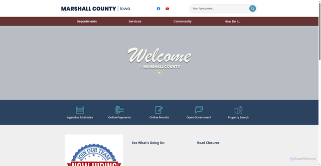 Security scan screenshot of https://marshallcountyia.gov/