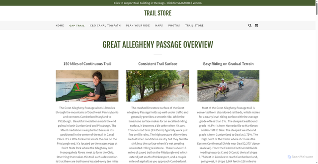 Security scan screenshot of https://thegreatalleghenypassage.com/gap-trail