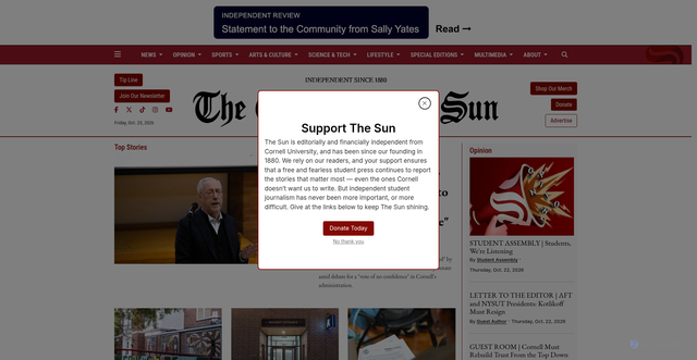 Security scan screenshot of https://cornellsun.com/