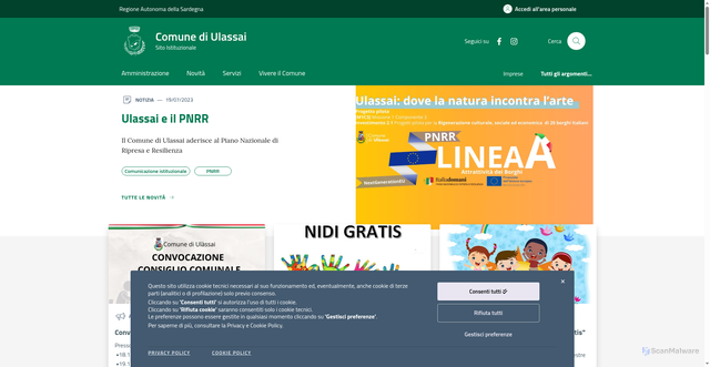 Security scan screenshot of https://comune.ulassai.nu.it/