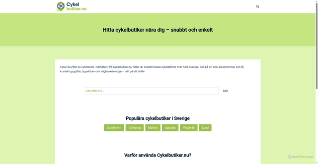 Security scan screenshot of https://cykelbutiker.nu