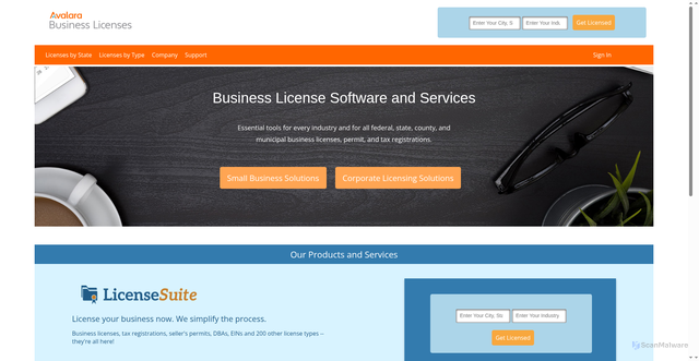 Security scan screenshot of https://businesslicenses.com