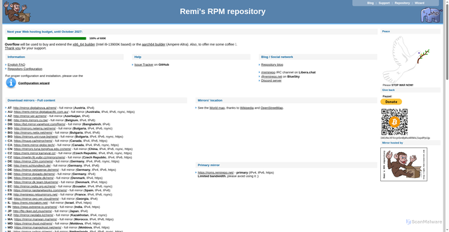 Security scan screenshot of https://rpms.remirepo.net