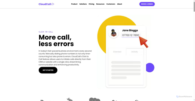 Security scan screenshot of https://cloudcall.com/features/click-to-call/