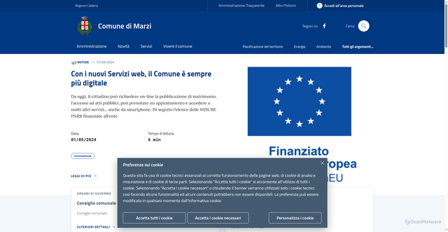 Security scan screenshot of https://www.comune.marzi.cs.it