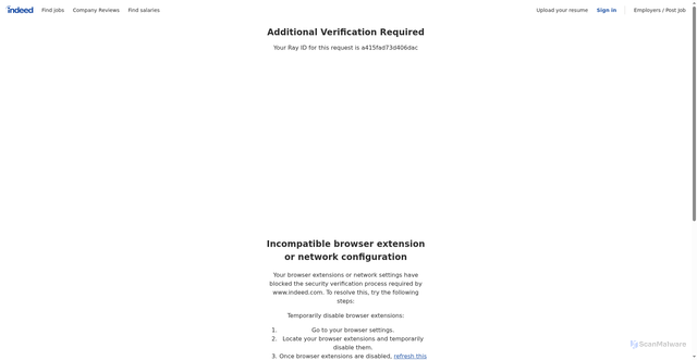 Security scan screenshot of https://indeedemployersupport.com