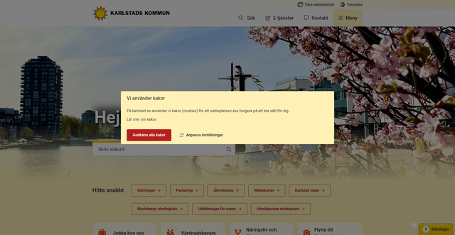 Security scan screenshot of http://www.karlstad.se