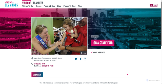 Security scan screenshot of https://www.catchdesmoines.com/listing/iowa-state-fair/253/