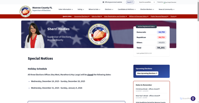Security scan screenshot of https://votemonroeflkeys.gov/