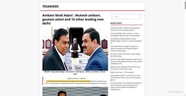 Security scan screenshot of https://kidesesa.pages.dev/post/ambani-modi-adani/