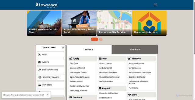 Security scan screenshot of https://lawrenceks.gov/