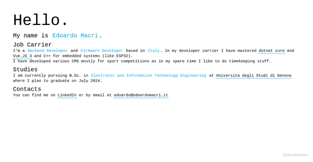 Security scan screenshot of http://personal-c41.pages.dev/