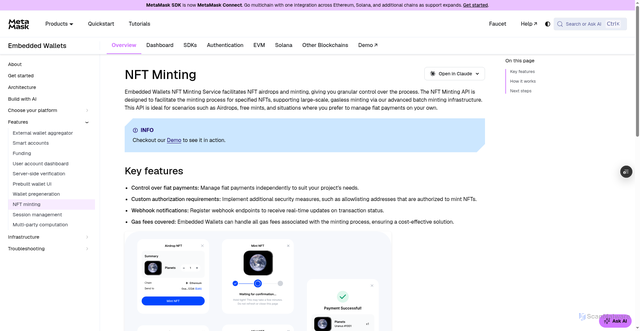 Security scan screenshot of https://metamask-docs-keec0mi8n-consensys-ddffed67.vercel.app/embedded-wallets/features/nft-minting/