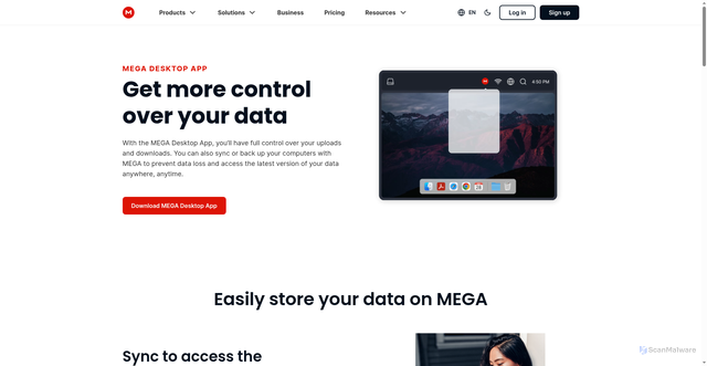 Security scan screenshot of https://mega.io/desktop